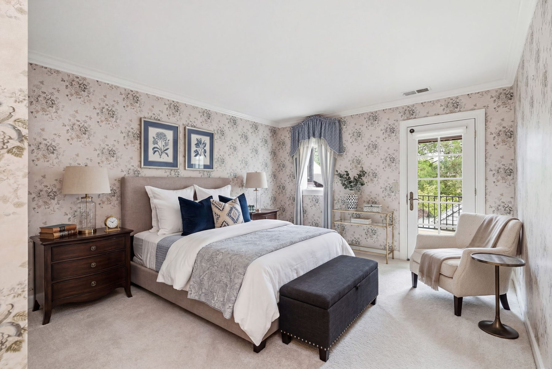 A quiet room of green walls and old oak floors